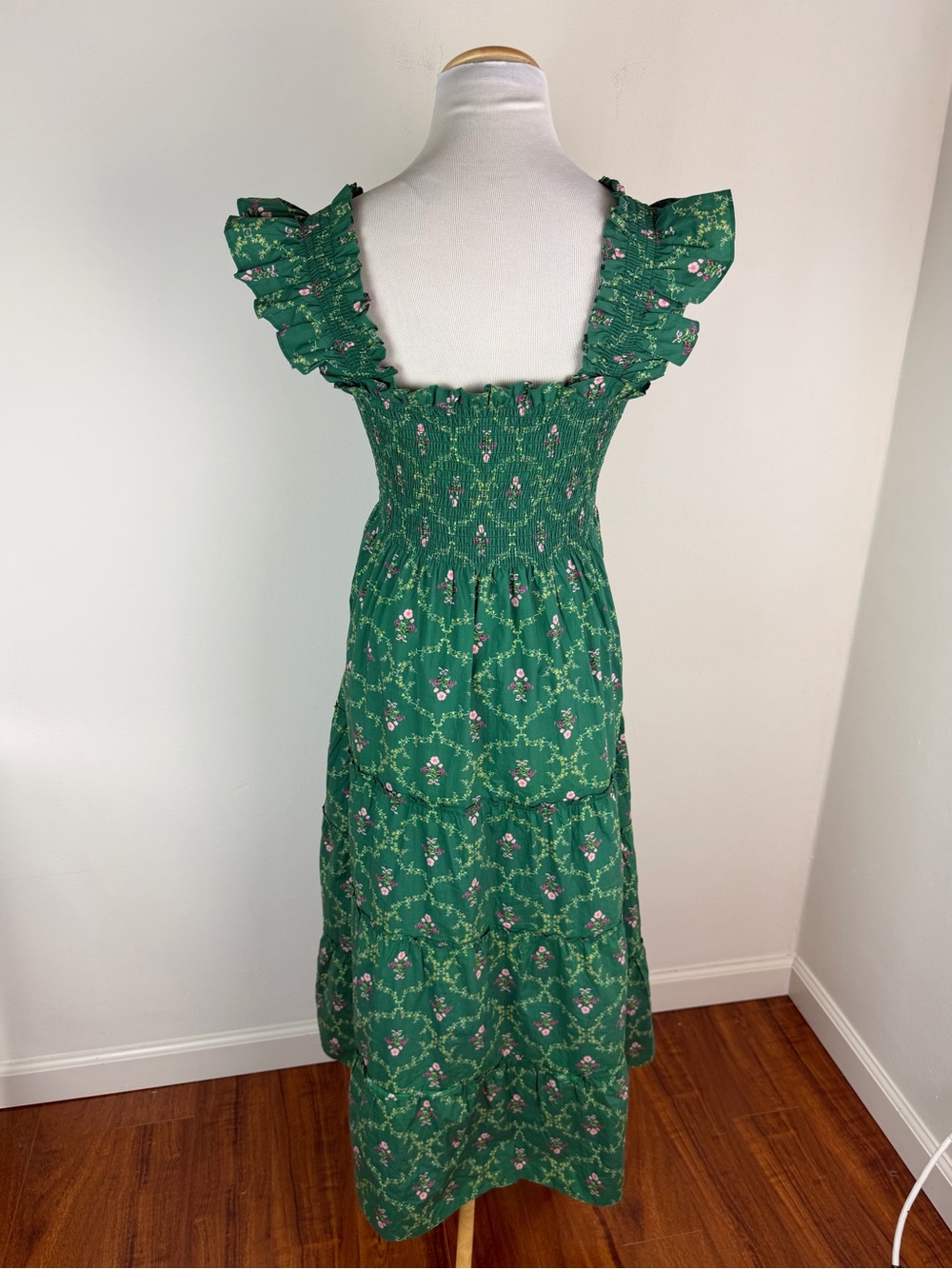 Hill House Emerald Trellis Nap Midi Dress Green Floral Size M - Picture 7 of 9